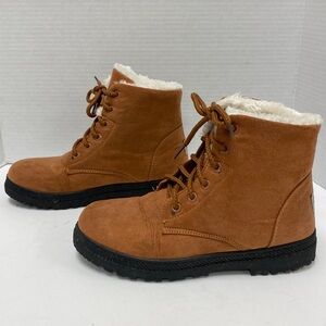 SQL Faux Fur Lined Lace Up Ankle Boots